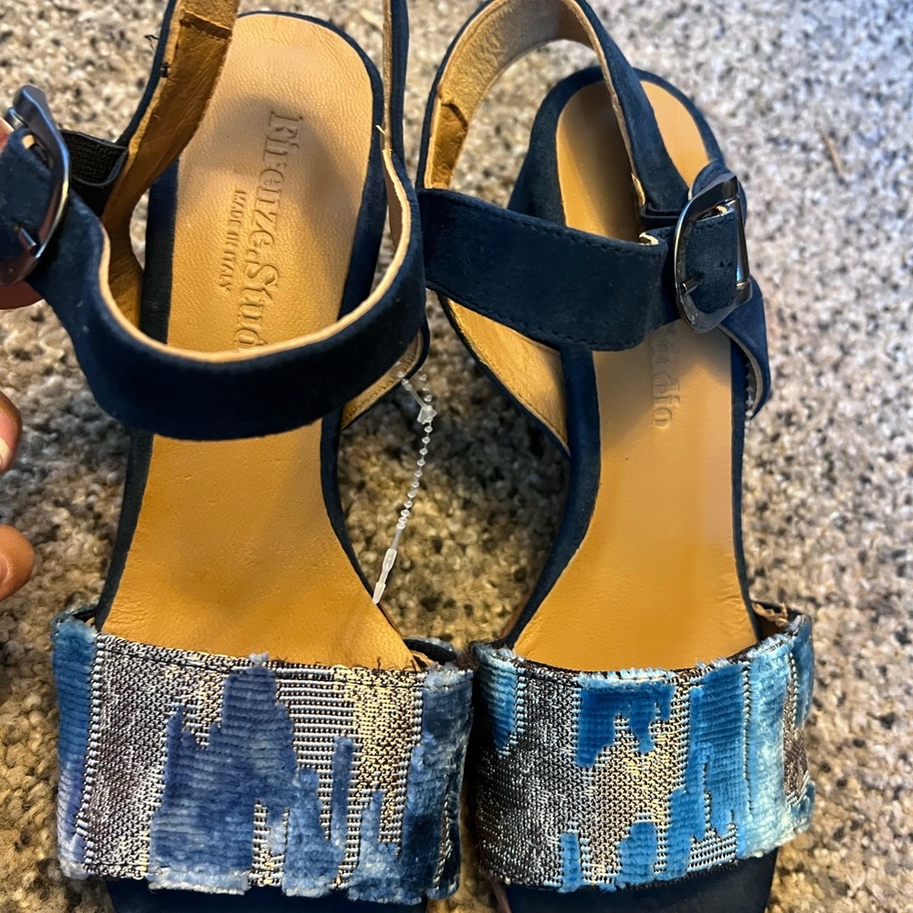 Elegant Blue & Tan Sandals